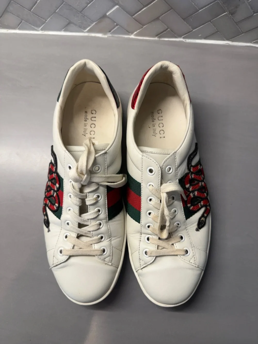 Gucci Leather Ace Snake shoes. Embroidery mens 8.5 - Picture 3 of 12
